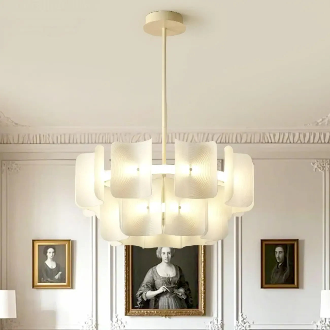 Lustre moderne à LED avec lecteur d'empreintes digitales et variateur à trois vitesses