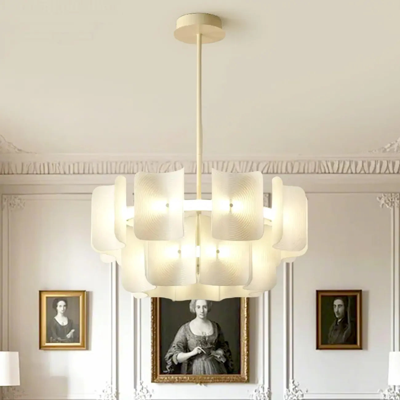 Lustre moderne à LED avec lecteur d'empreintes digitales et variateur à trois vitesses