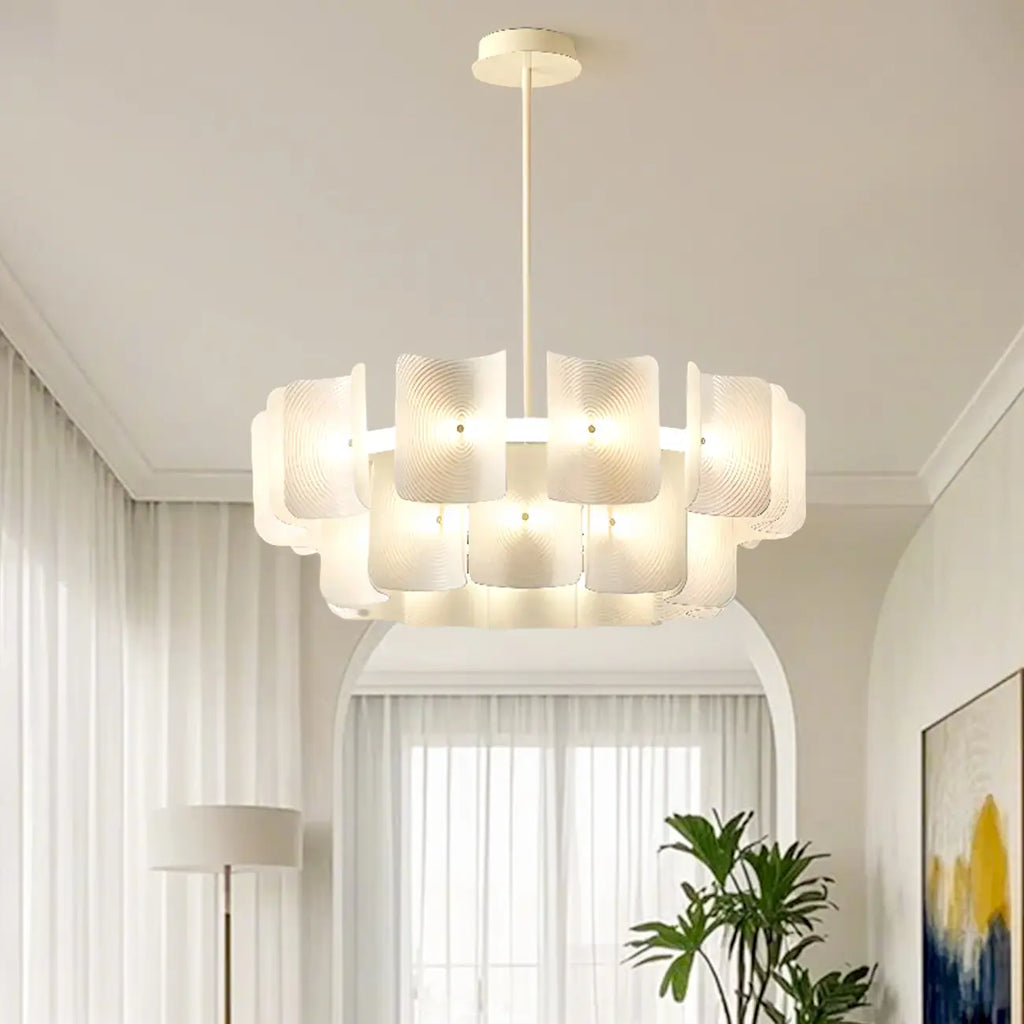 Lustre moderne à LED avec lecteur d'empreintes digitales et variateur à trois vitesses