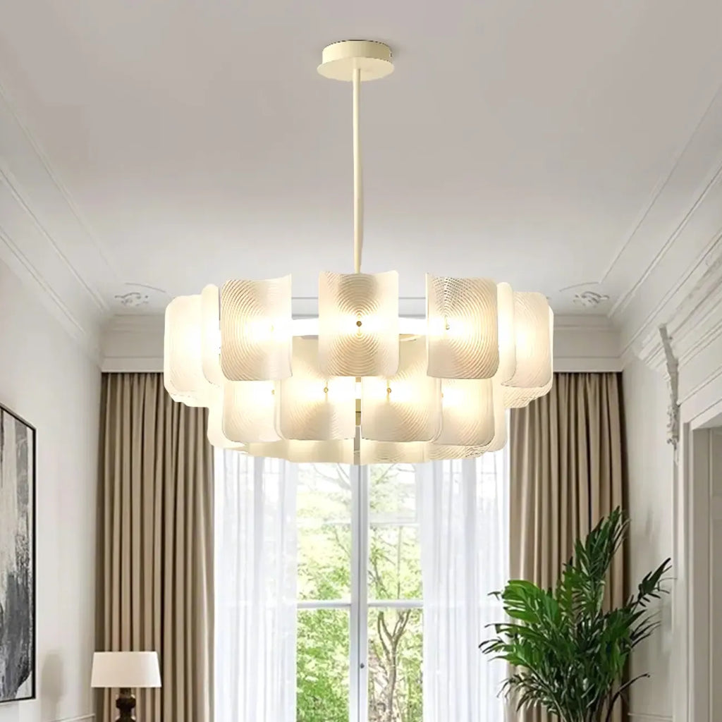 Lustre moderne à LED avec lecteur d'empreintes digitales et variateur à trois vitesses