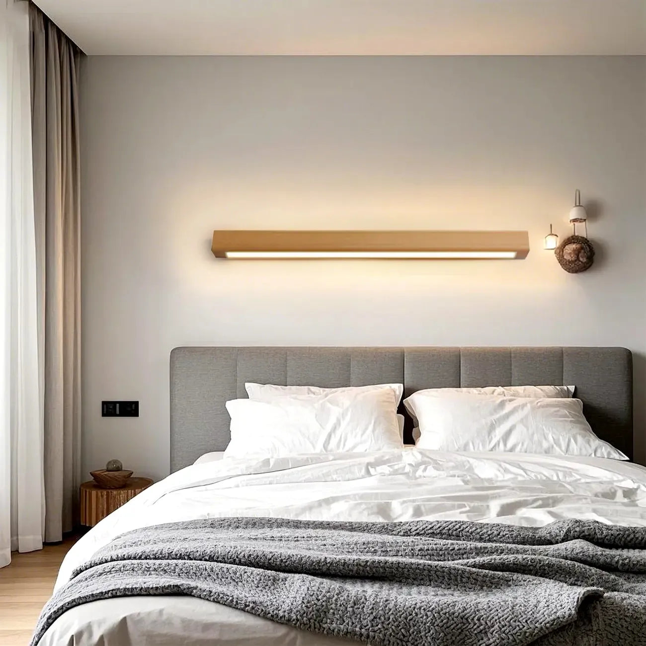 Applique murale LED moderne en bois pour salle de bain, avec variateur à 3 niveaux d'intensité