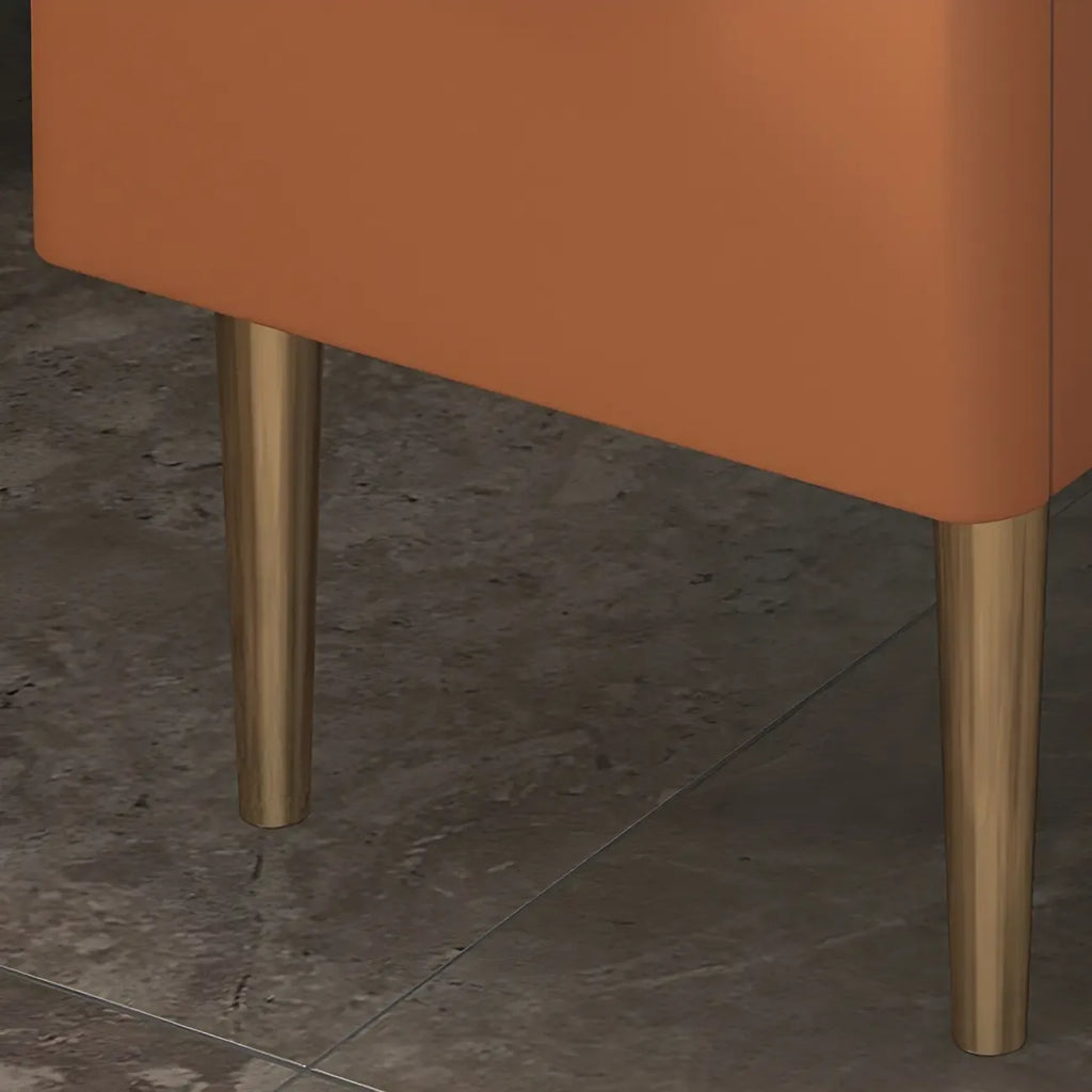 Table de chevet moderne avec comptoir en pierre, revêtement en similicuir et 2 tiroirs