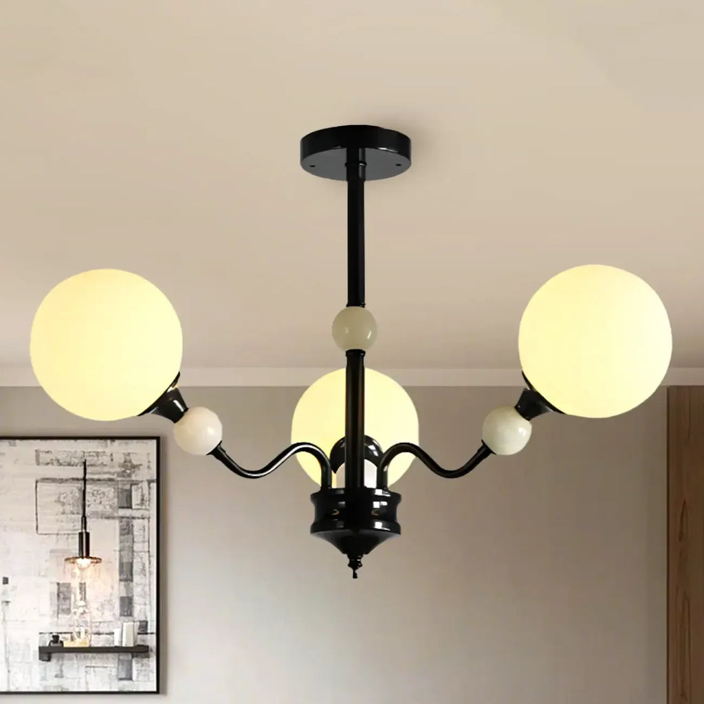 Lustre moderne en verre blanc sphérique pour la décoration du salon