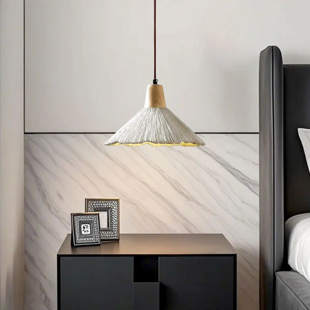 Suspension en bois gris avec motif de feuille de ginkgo pour salon