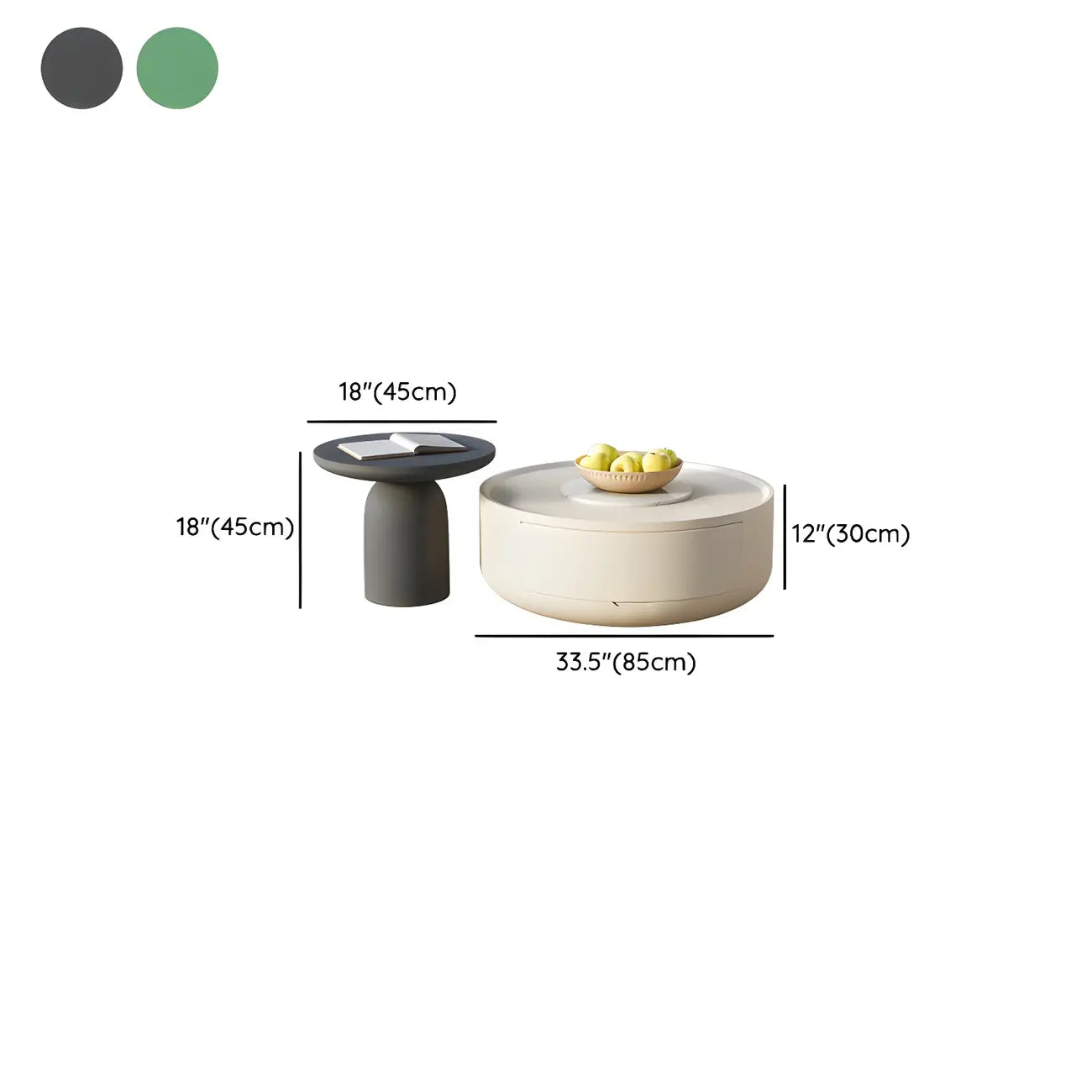 Table basse ronde moderne en bois blanc