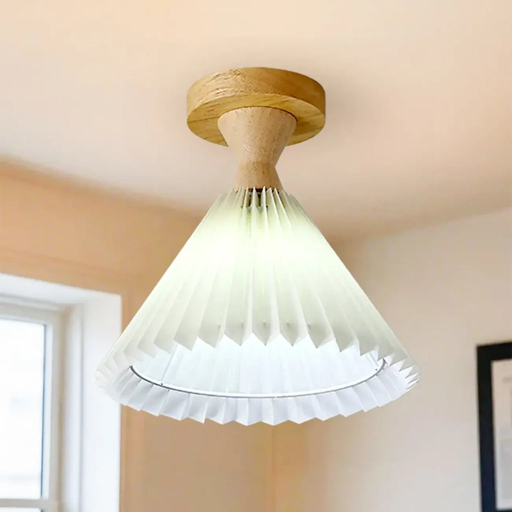 Plafonnier semi-encastré à LED en tissu plissé pour salon