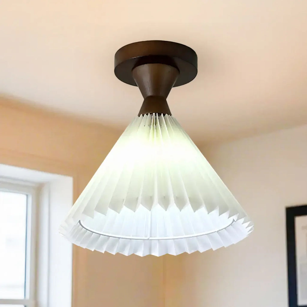 Plafonnier semi-encastré à LED en tissu plissé pour salon