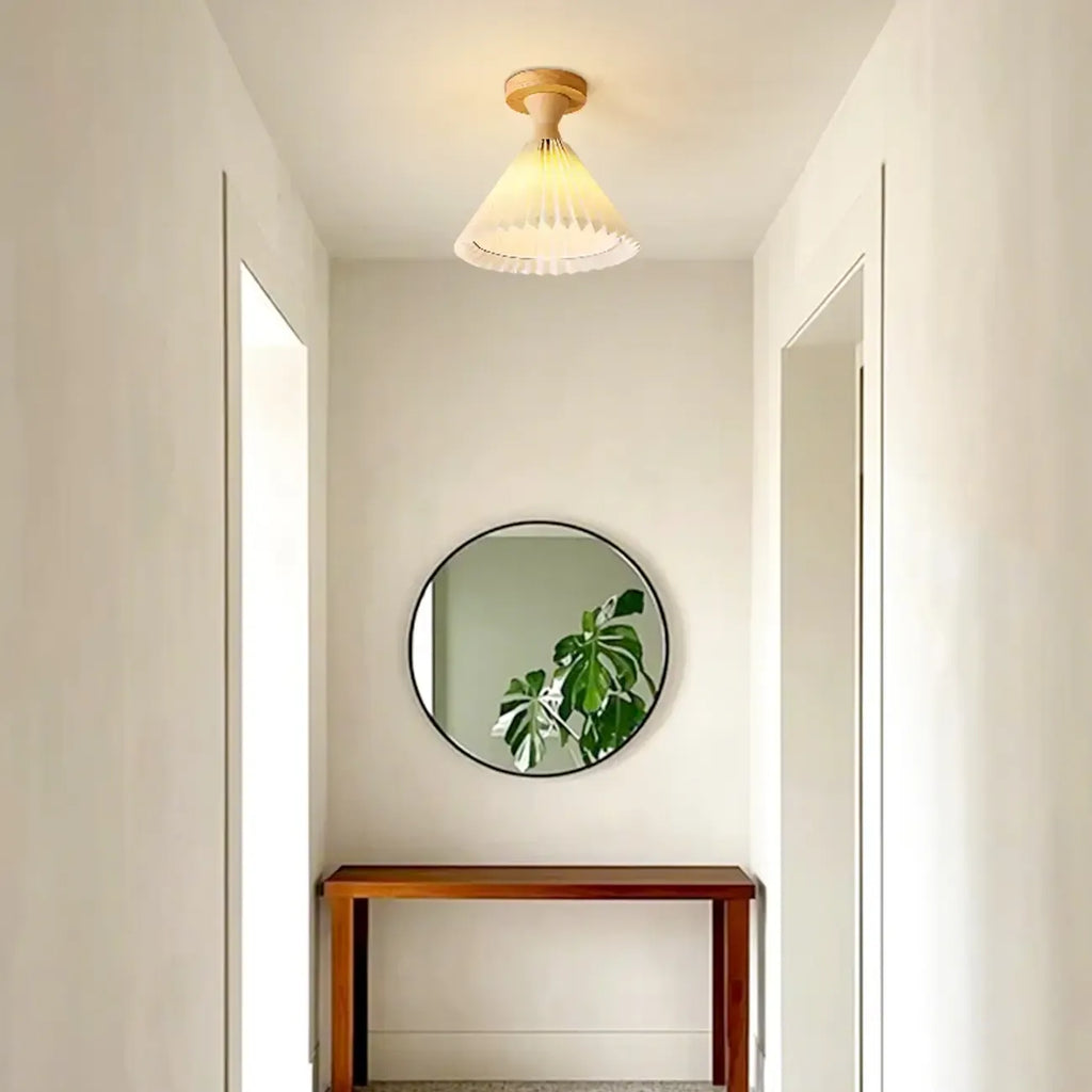 Plafonnier semi-encastré à LED en tissu plissé pour salon