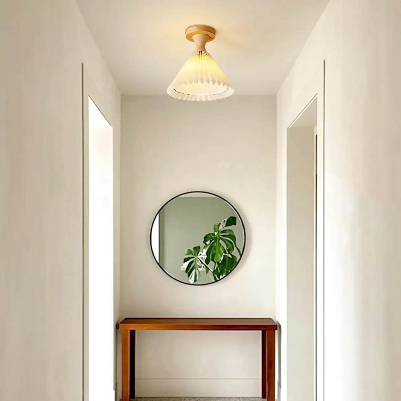 Plafonnier semi-encastré à LED en tissu plissé pour salon