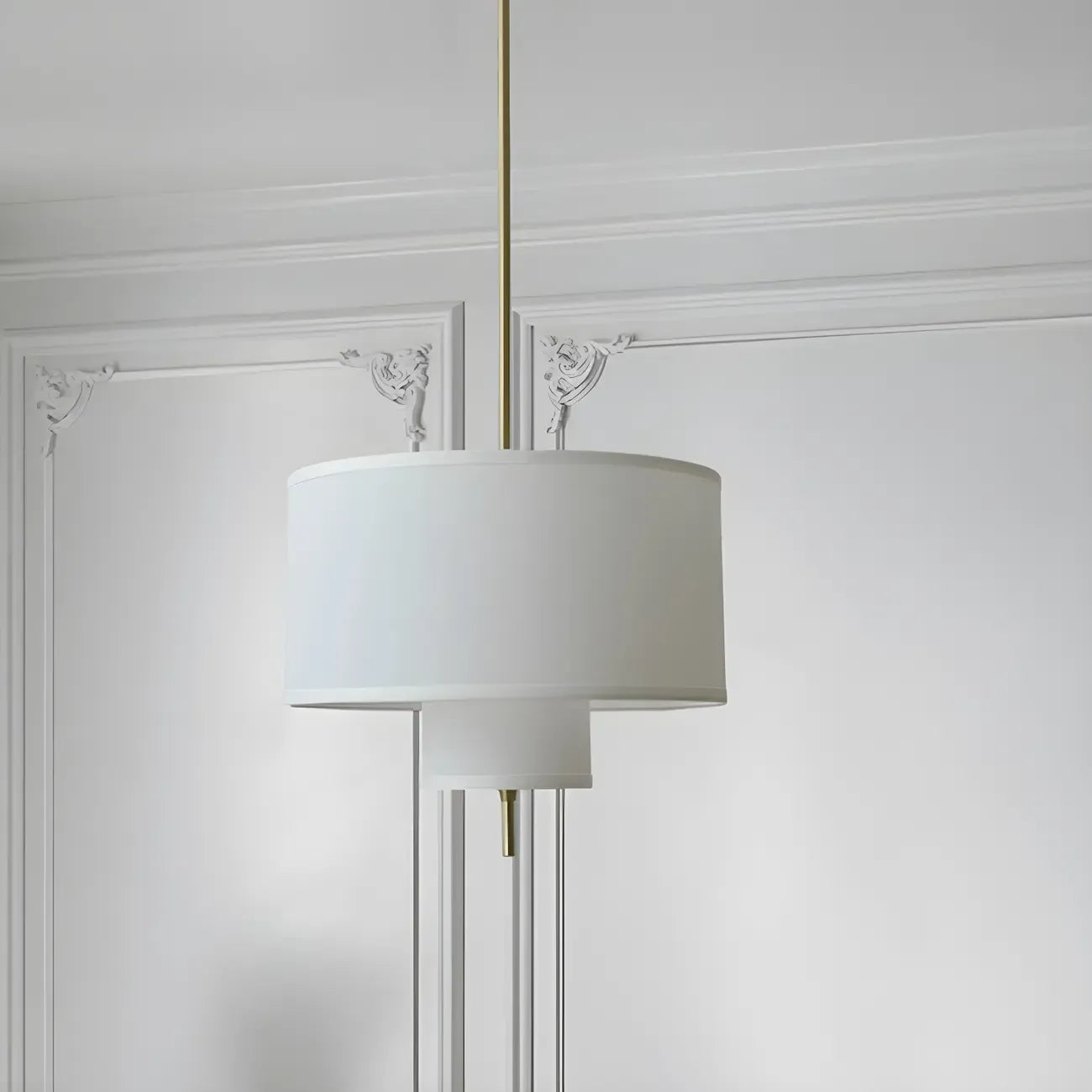 Lustre cylindrique moderne à double couche de tissu, réglable