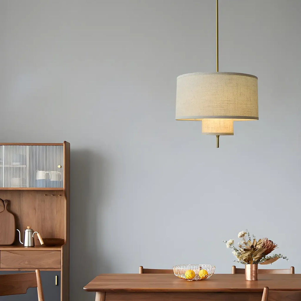 Lustre cylindrique moderne à double couche de tissu, réglable