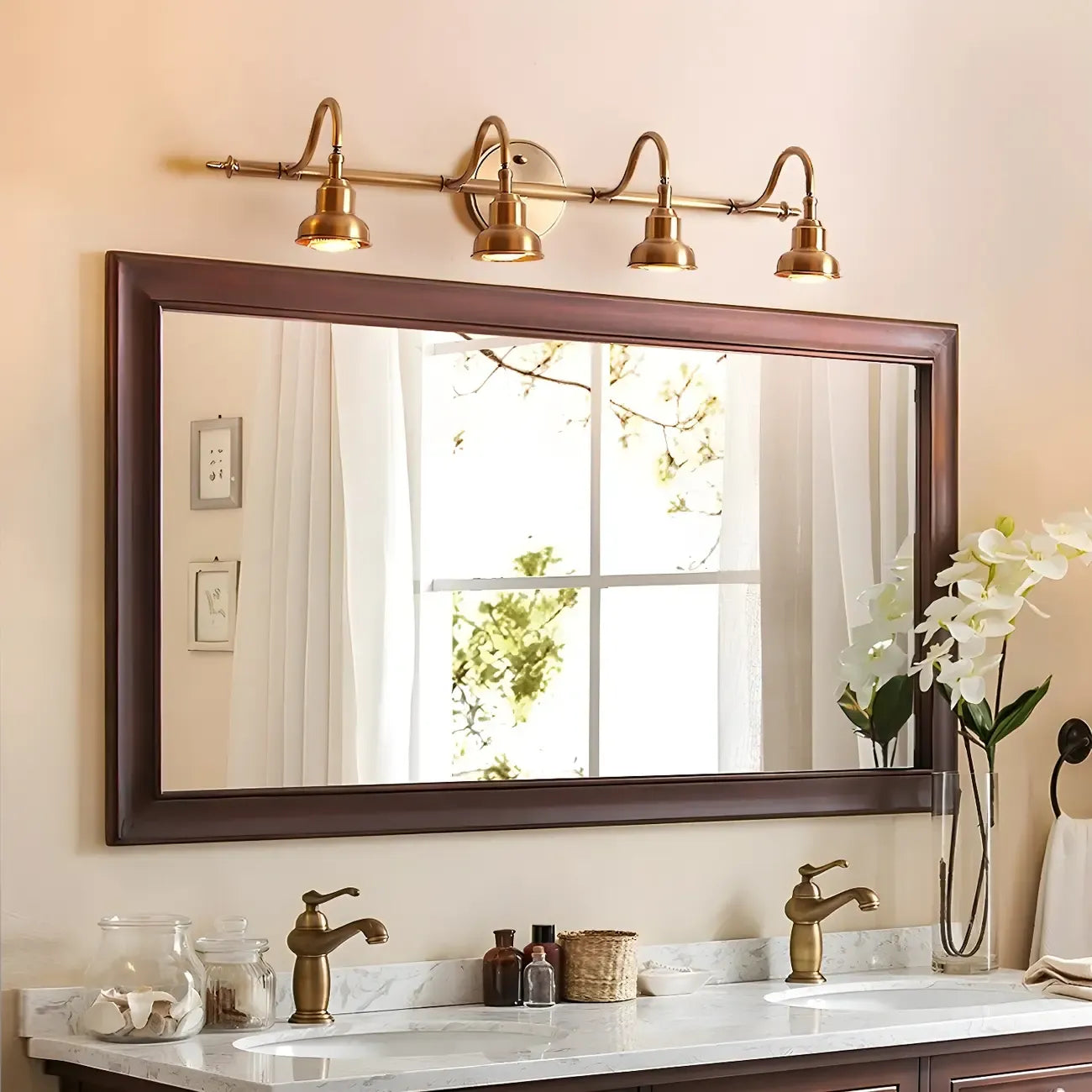 Applique murale vintage Globe avec abat-jour en cuivre pour salle de bain