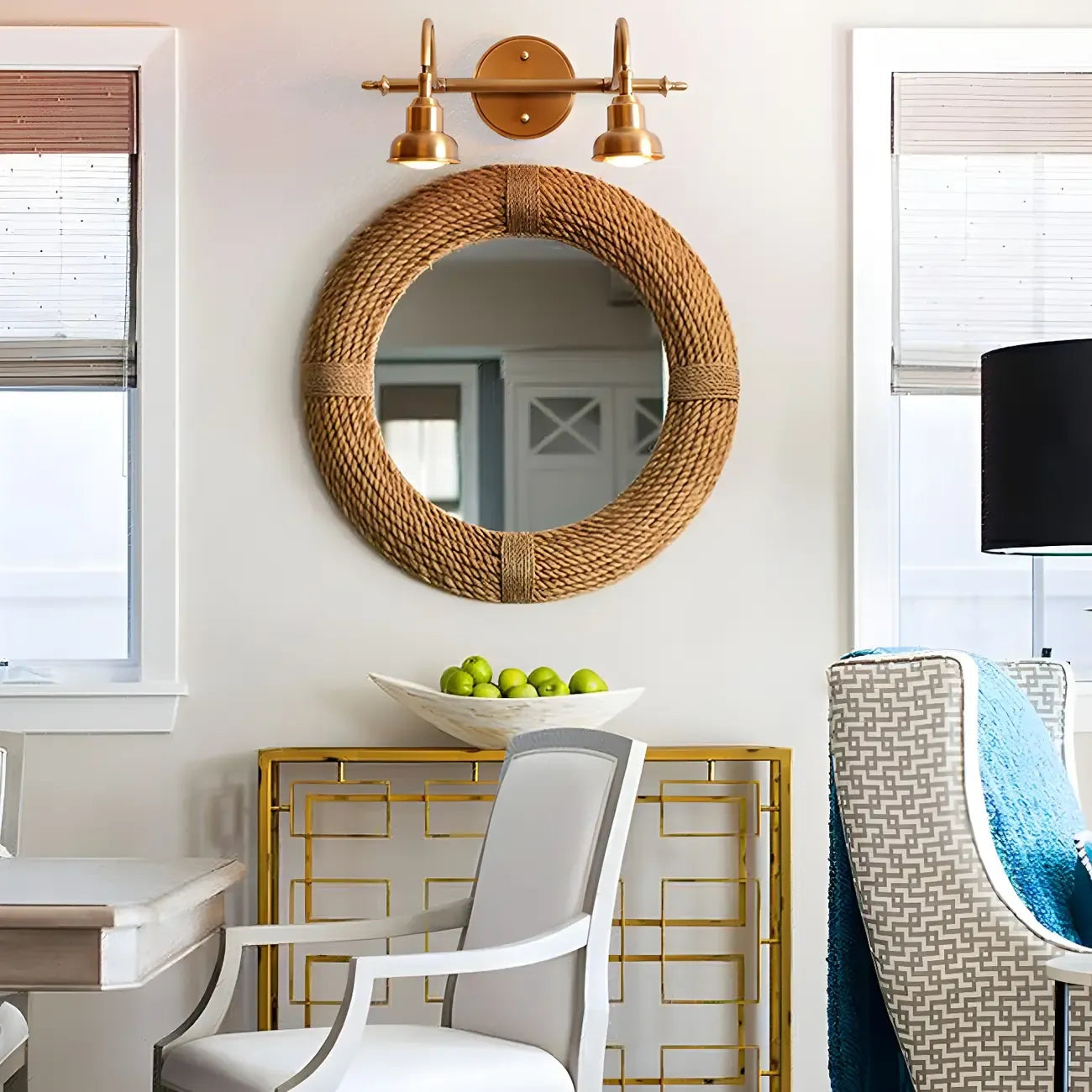 Applique murale vintage Globe avec abat-jour en cuivre pour salle de bain