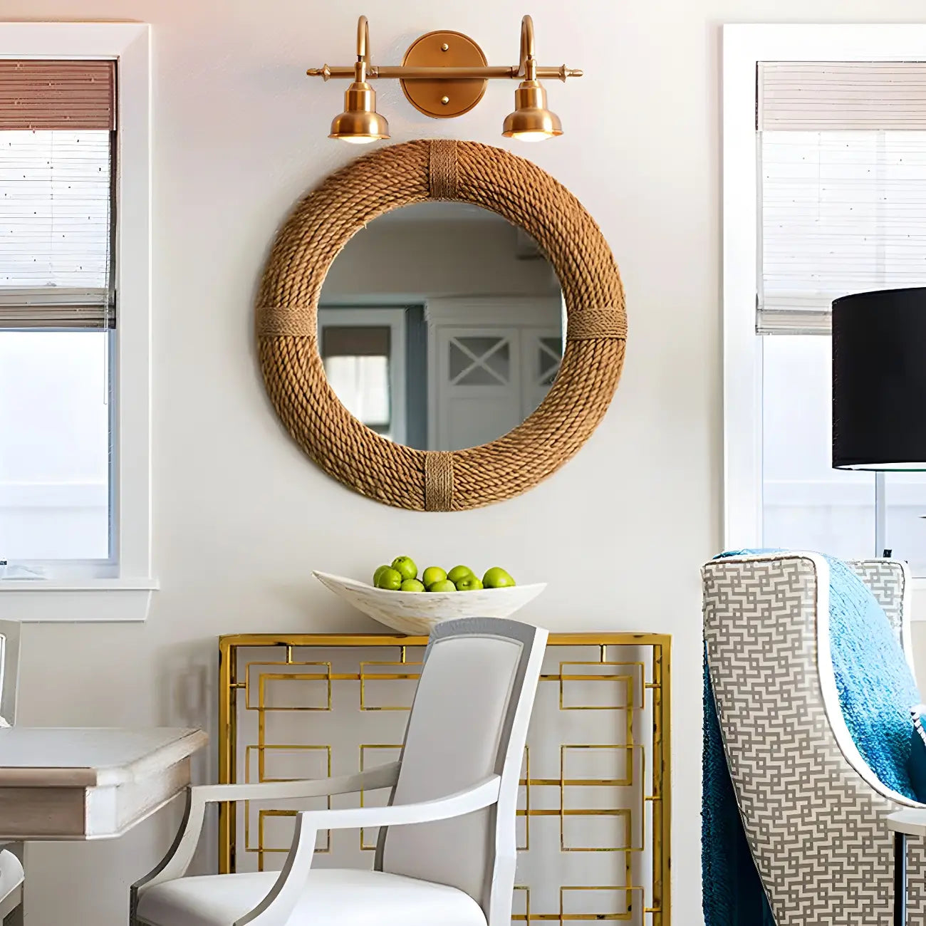 Applique murale vintage Globe avec abat-jour en cuivre pour salle de bain