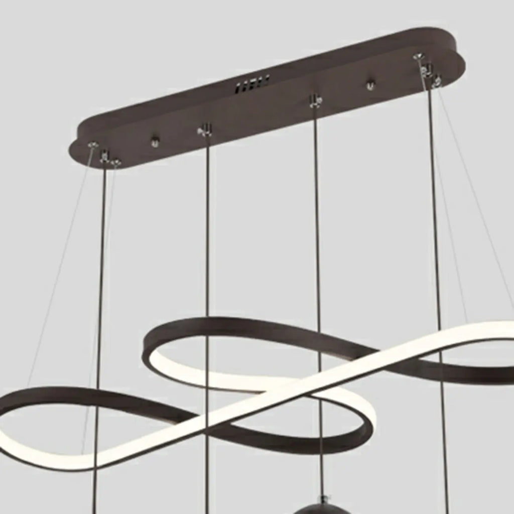 Suspension réglable à 2 niveaux en métal noir, 6 lumières, à intensité variable