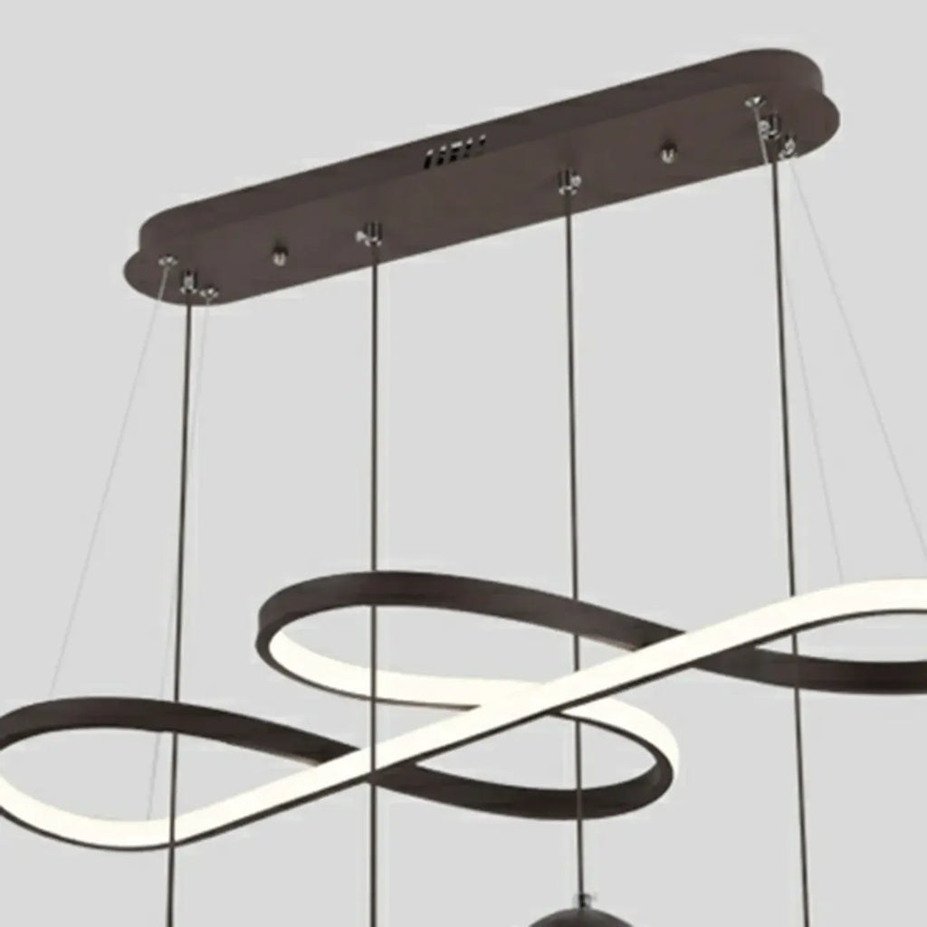 Suspension réglable à 2 niveaux en métal noir, 6 lumières, à intensité variable