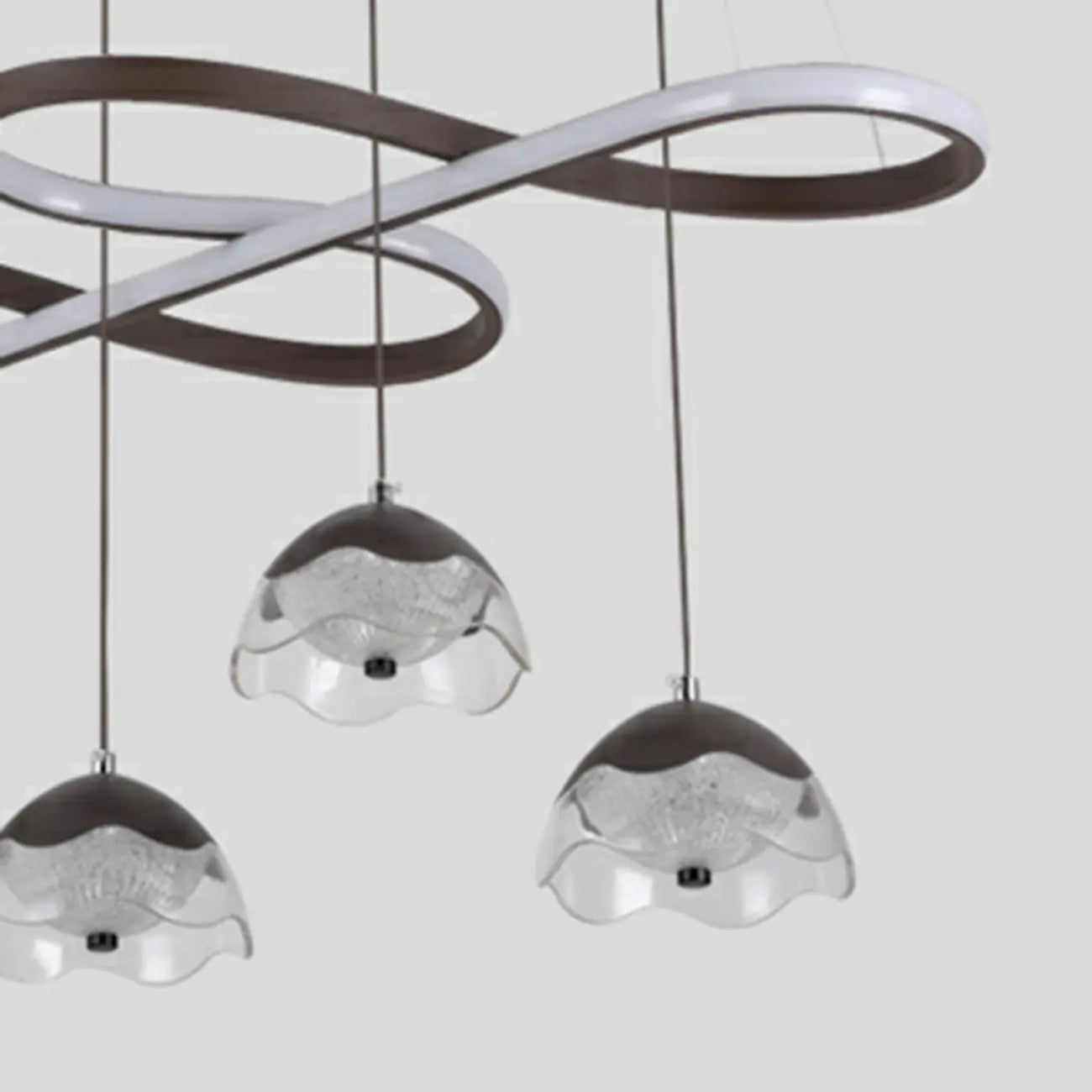 Suspension réglable à 2 niveaux en métal noir, 6 lumières, à intensité variable