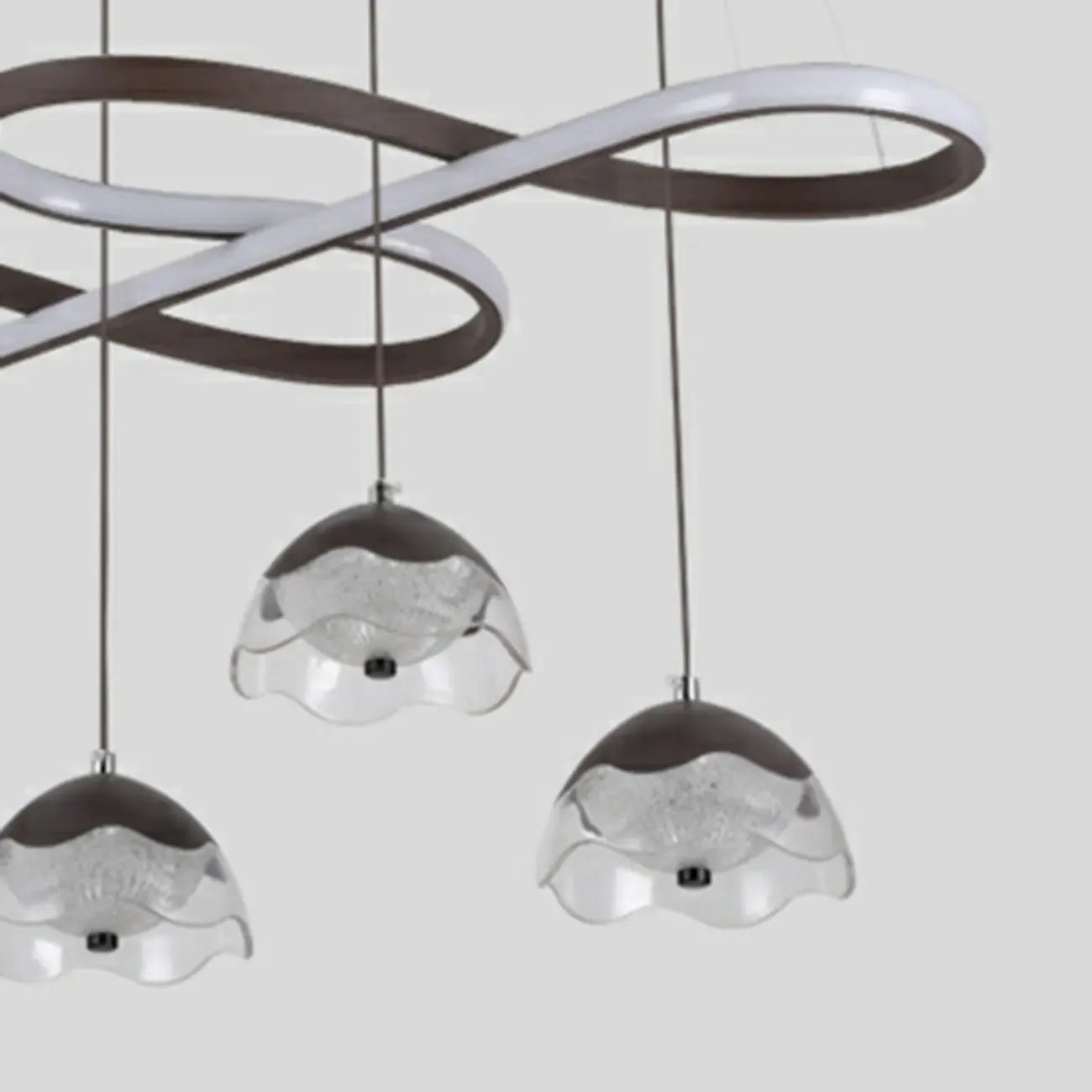 Suspension réglable à 2 niveaux en métal noir, 6 lumières, à intensité variable