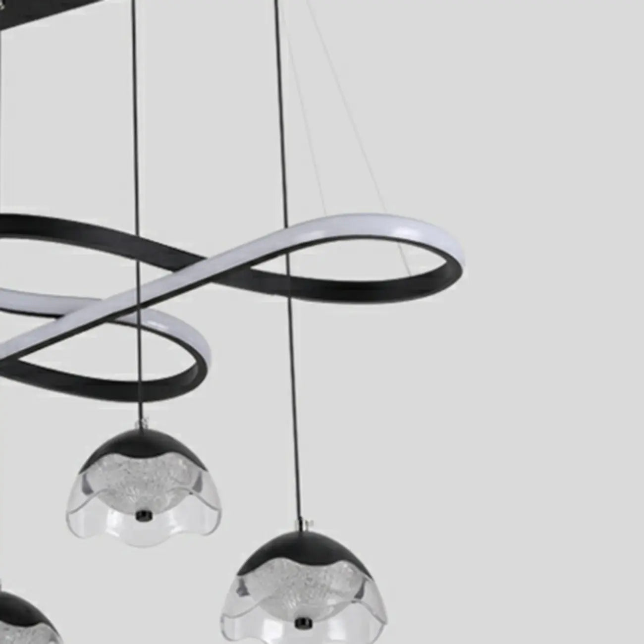 Suspension réglable à 2 niveaux en métal noir, 6 lumières, à intensité variable