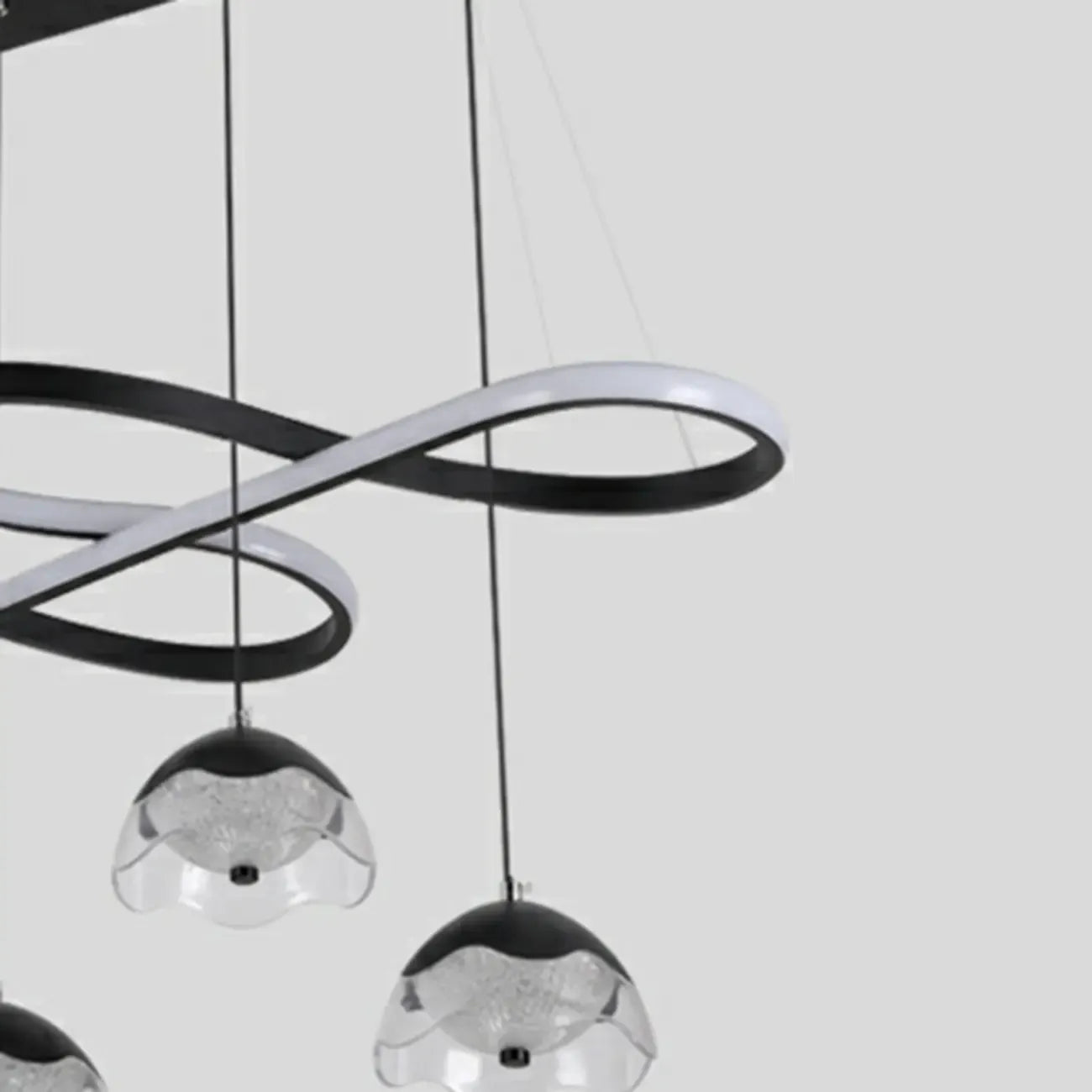 Suspension réglable à 2 niveaux en métal noir, 6 lumières, à intensité variable