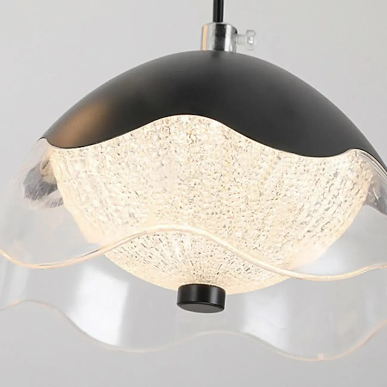 Suspension réglable à 2 niveaux en métal noir, 6 lumières, à intensité variable