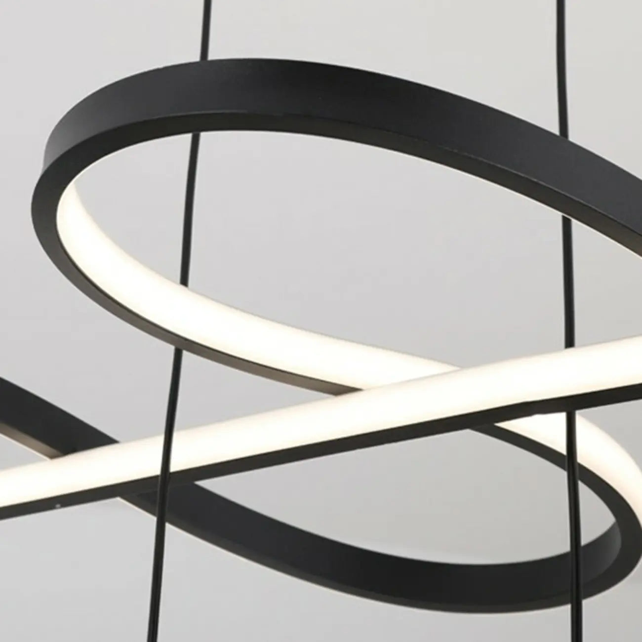 Suspension réglable à 2 niveaux en métal noir, 6 lumières, à intensité variable