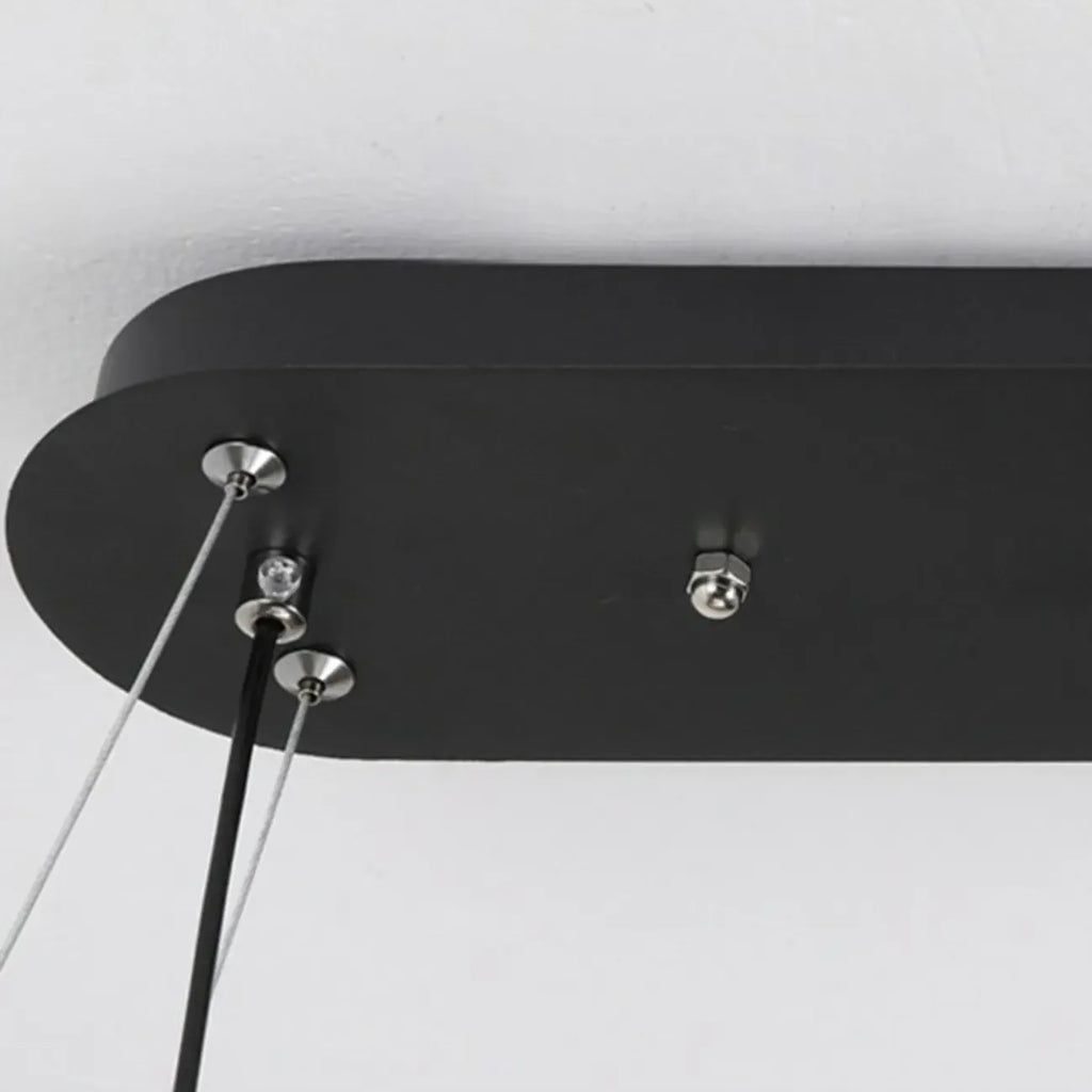 Suspension réglable à 2 niveaux en métal noir, 6 lumières, à intensité variable