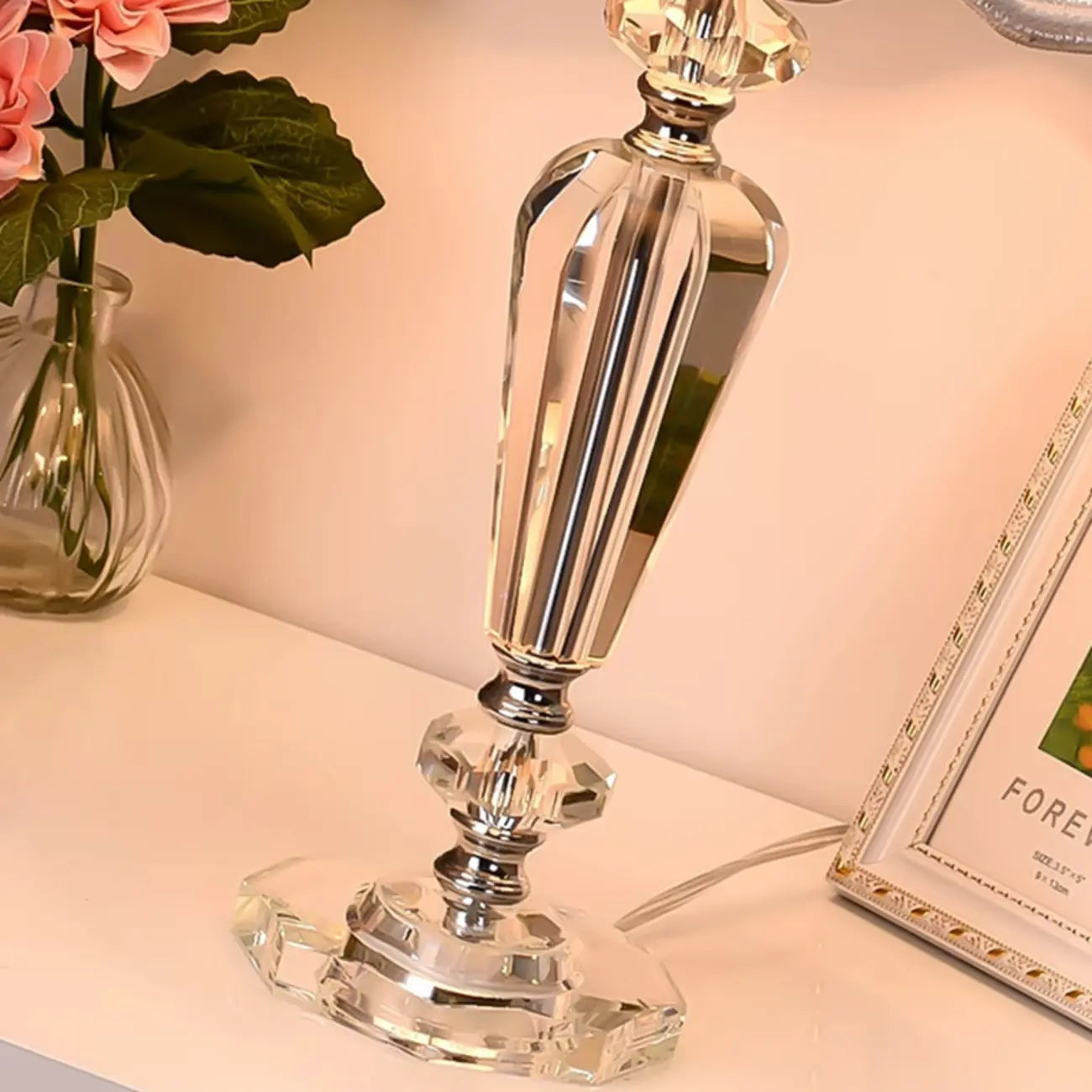 Lampe de table géométrique multicolore en cristal pour éclairage de chevet