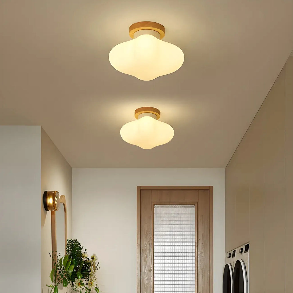 Plafonnier LED semi-encastré moderne en bois pour salon