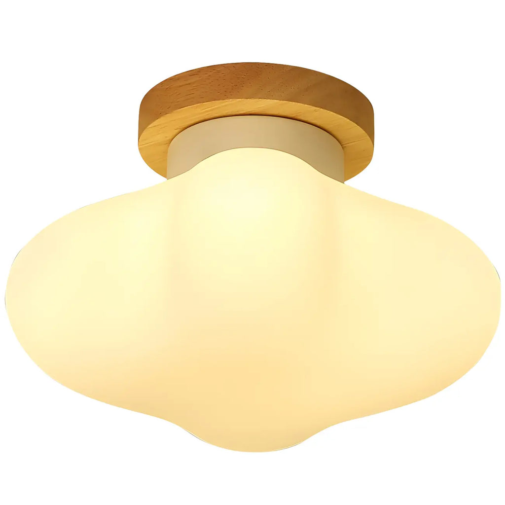 Plafonnier LED semi-encastré moderne en bois pour salon