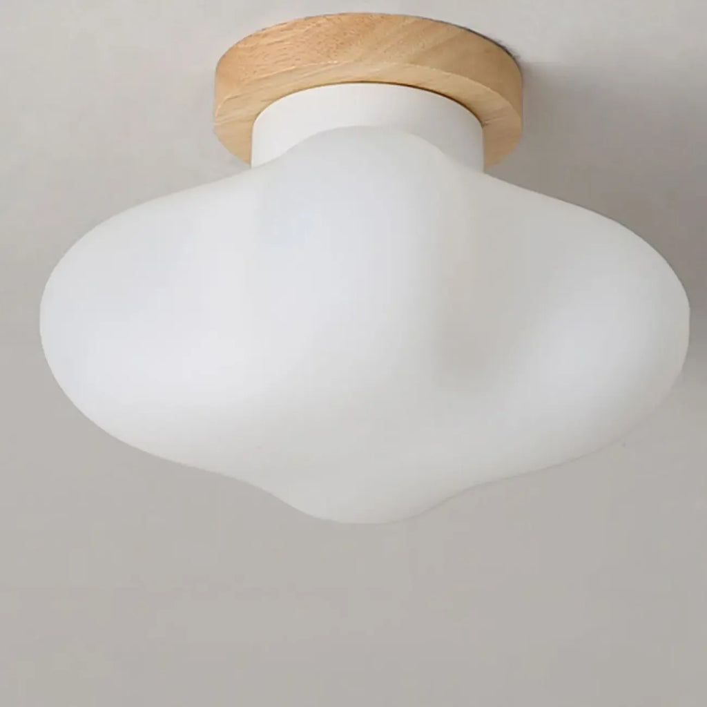 Plafonnier LED semi-encastré moderne en bois pour salon