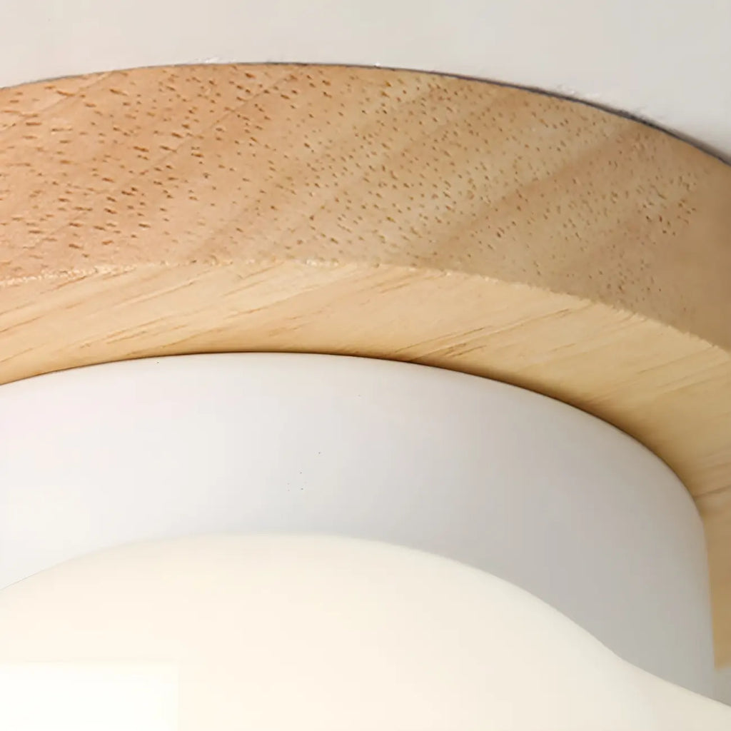 Plafonnier LED semi-encastré moderne en bois pour salon