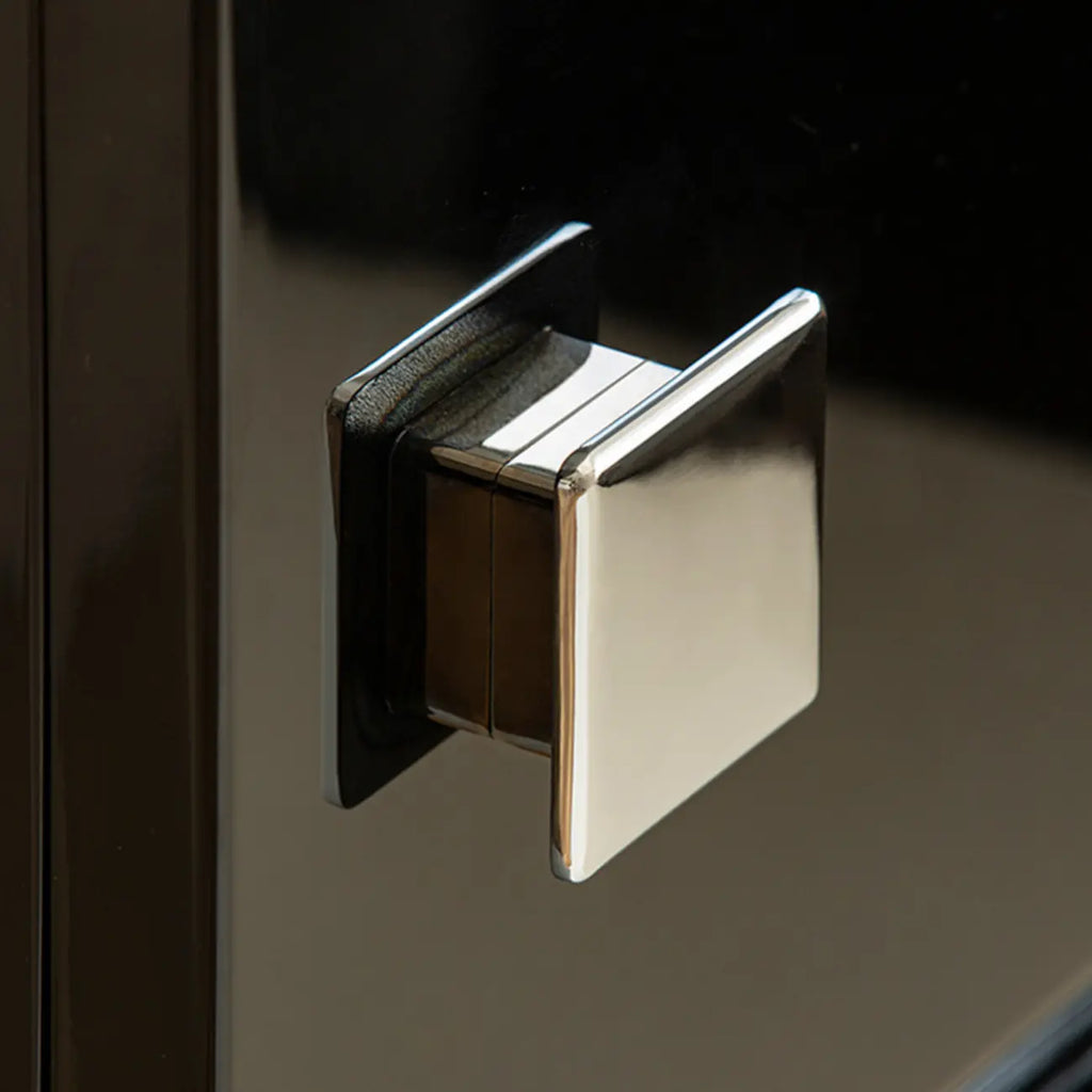 Table de chevet moderne en bois brillant et métal à 2 tiroirs