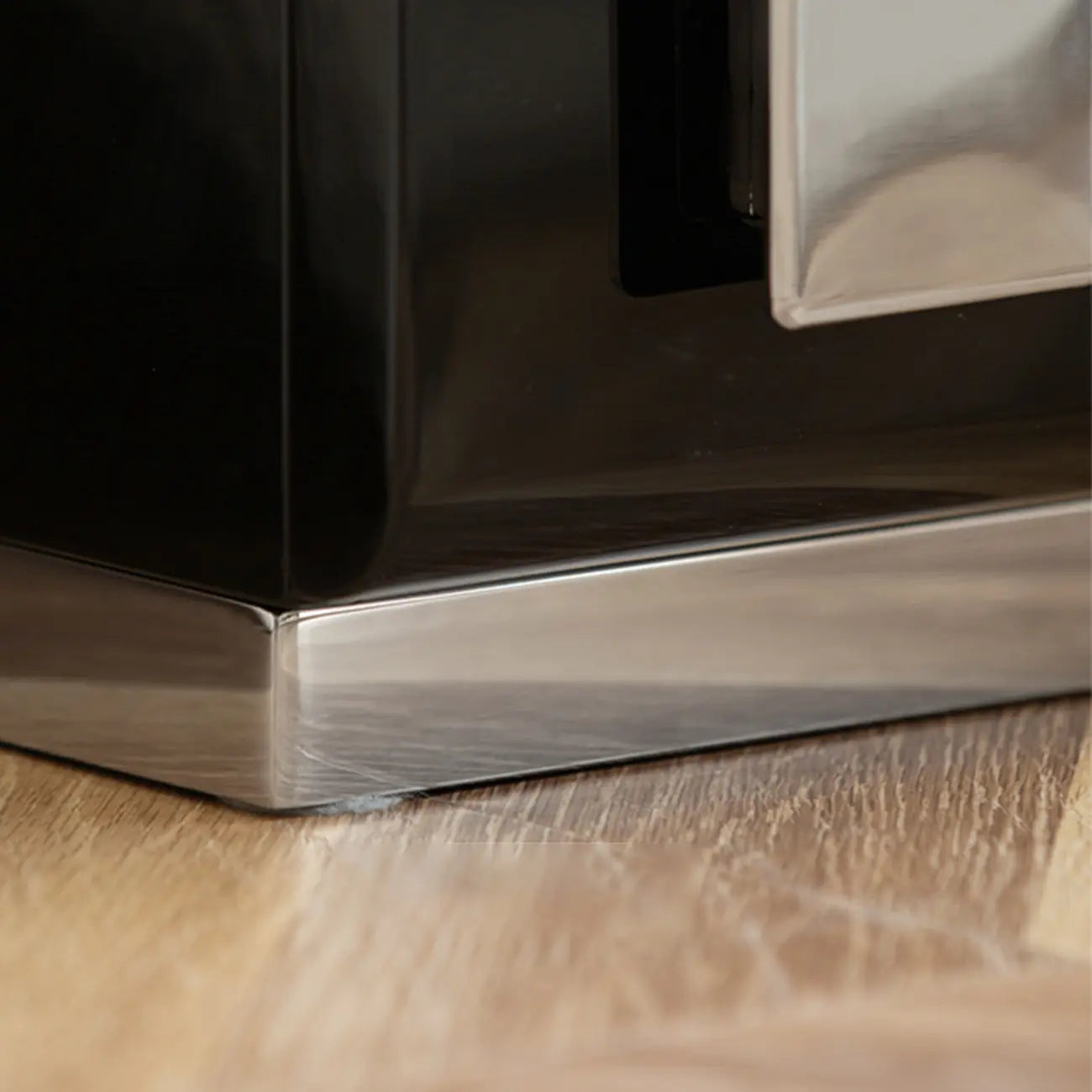 Table de chevet moderne en bois brillant et métal à 2 tiroirs