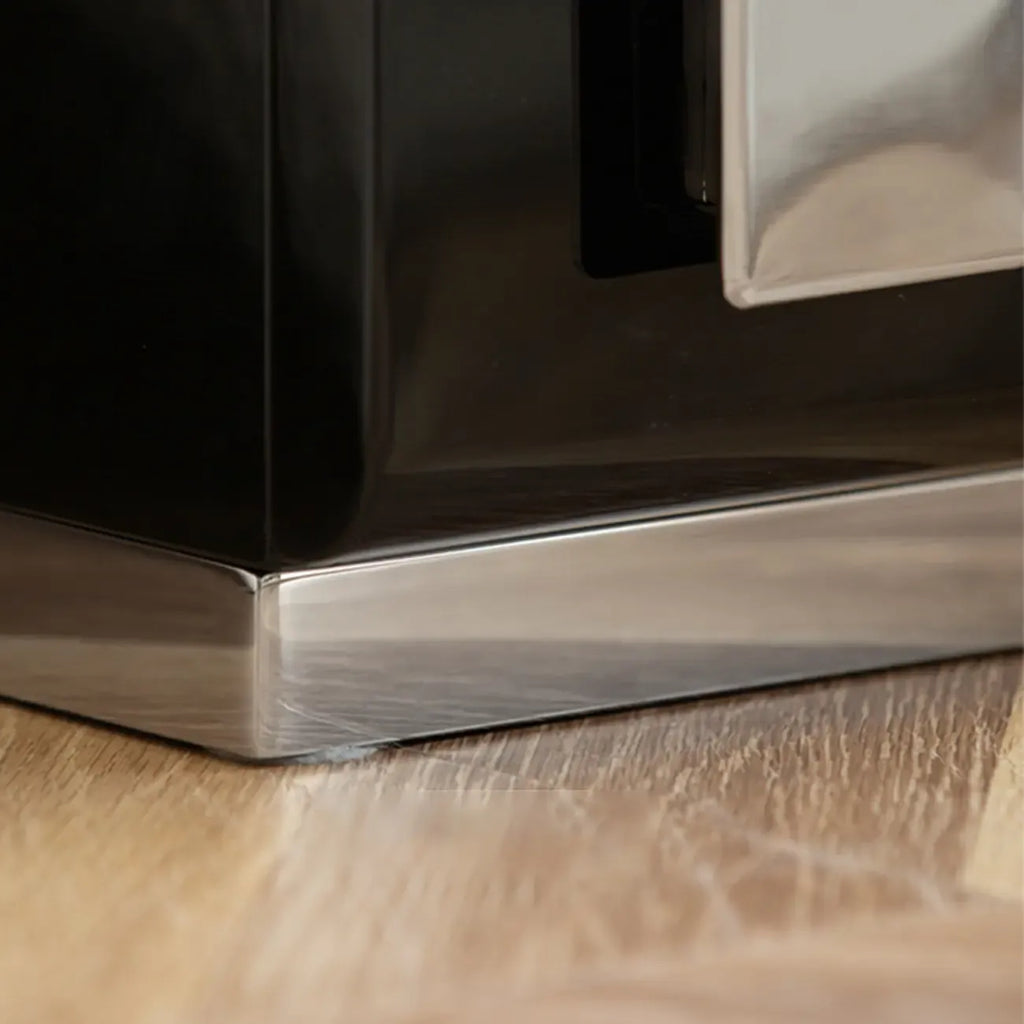 Table de chevet moderne en bois brillant et métal à 2 tiroirs