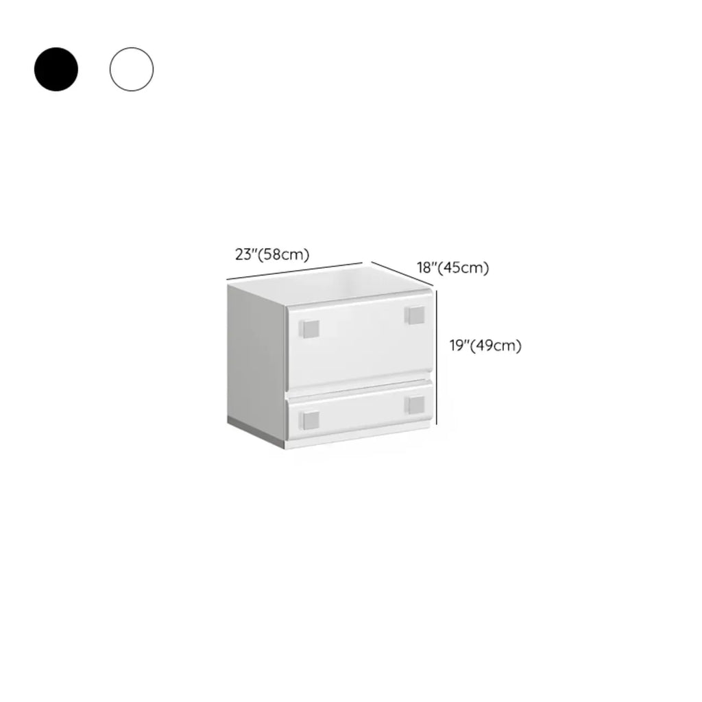 Table de chevet moderne en bois brillant et métal à 2 tiroirs