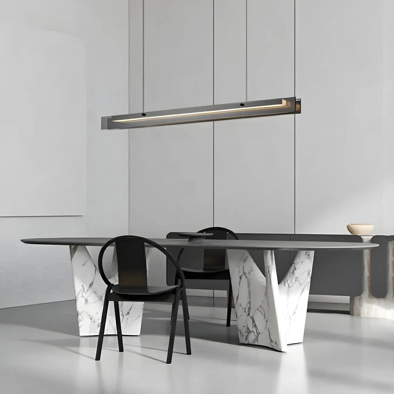 Suspension LED moderne noire à intensité variable pour îlot de cuisine