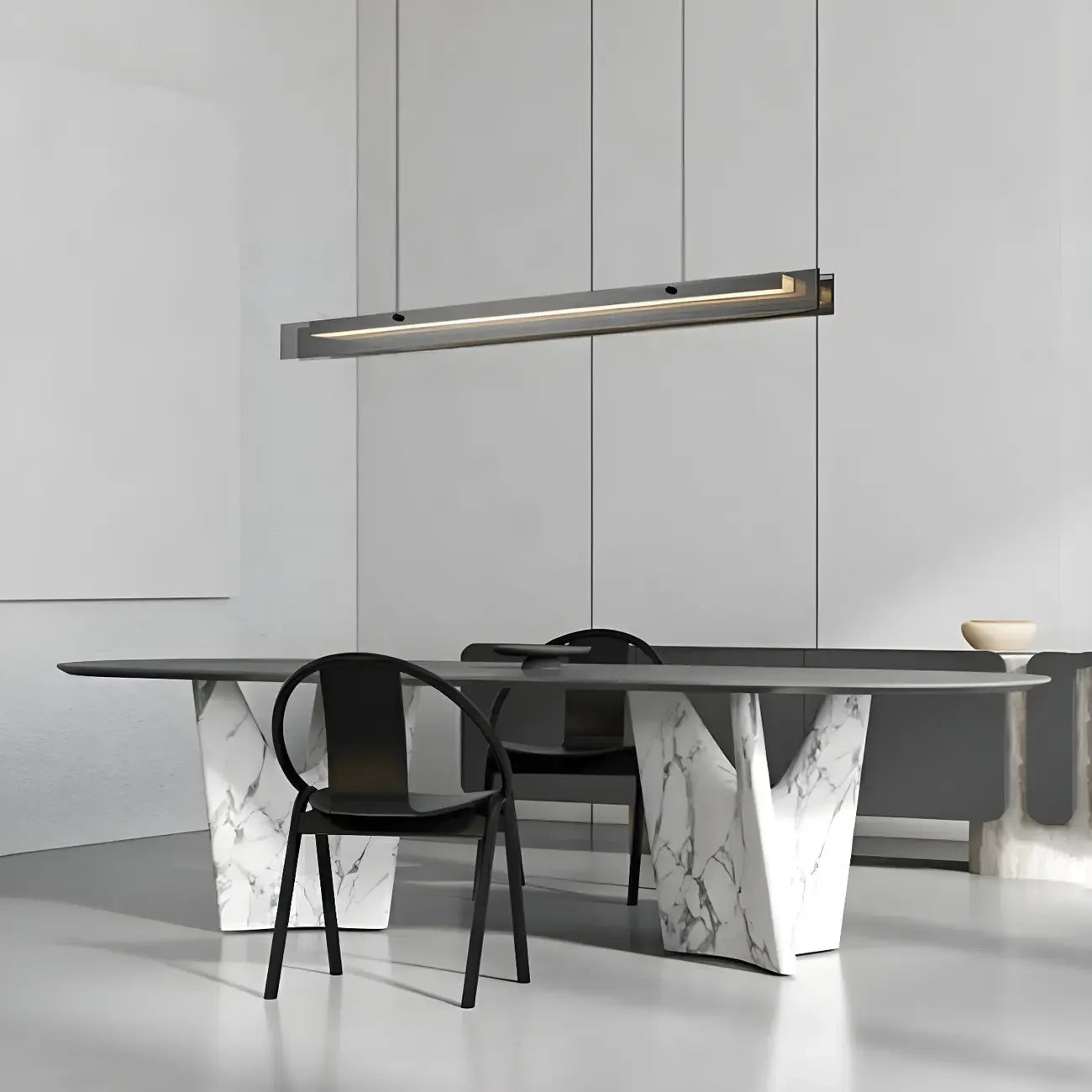 Suspension LED moderne noire à intensité variable pour îlot de cuisine