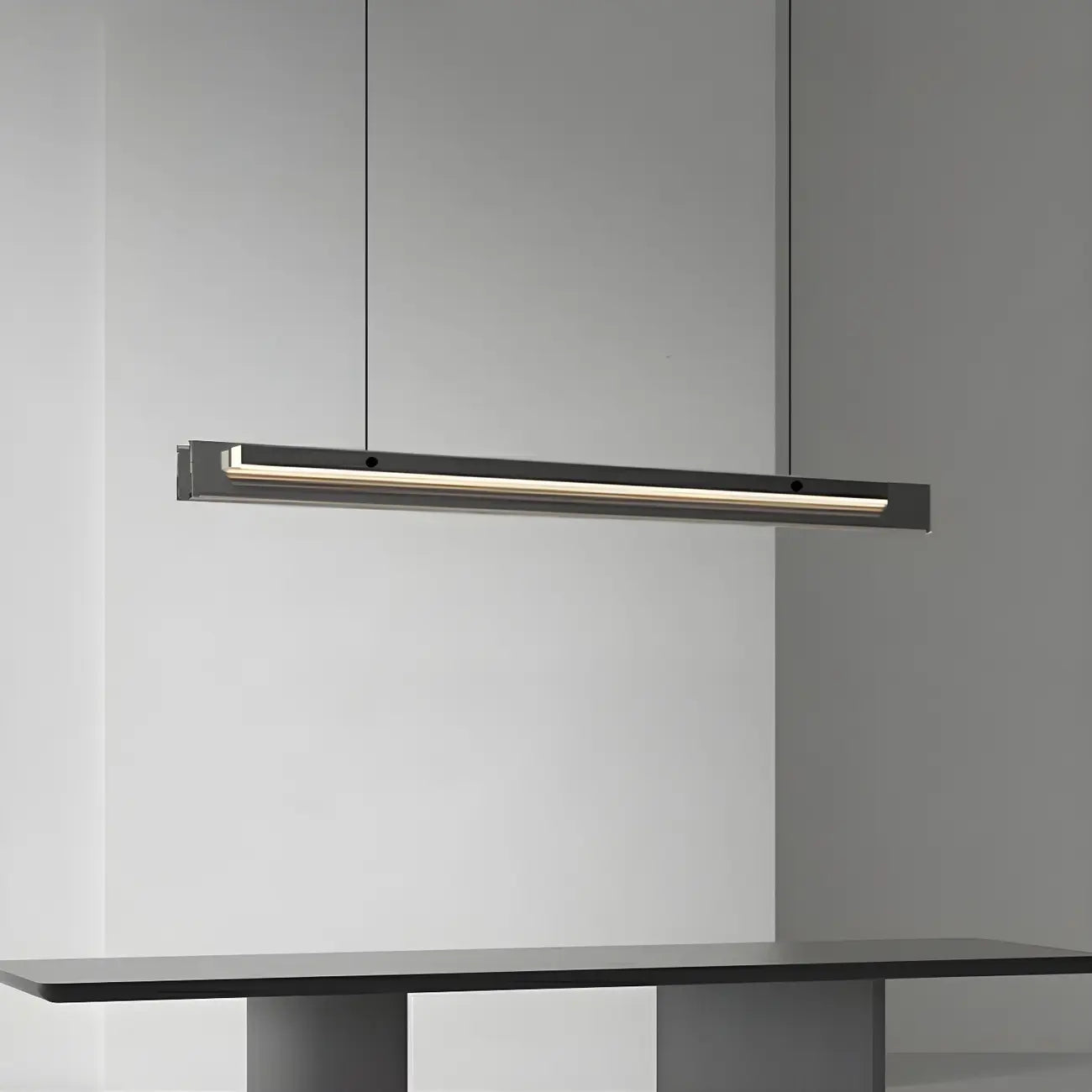 Suspension LED moderne noire à intensité variable pour îlot de cuisine