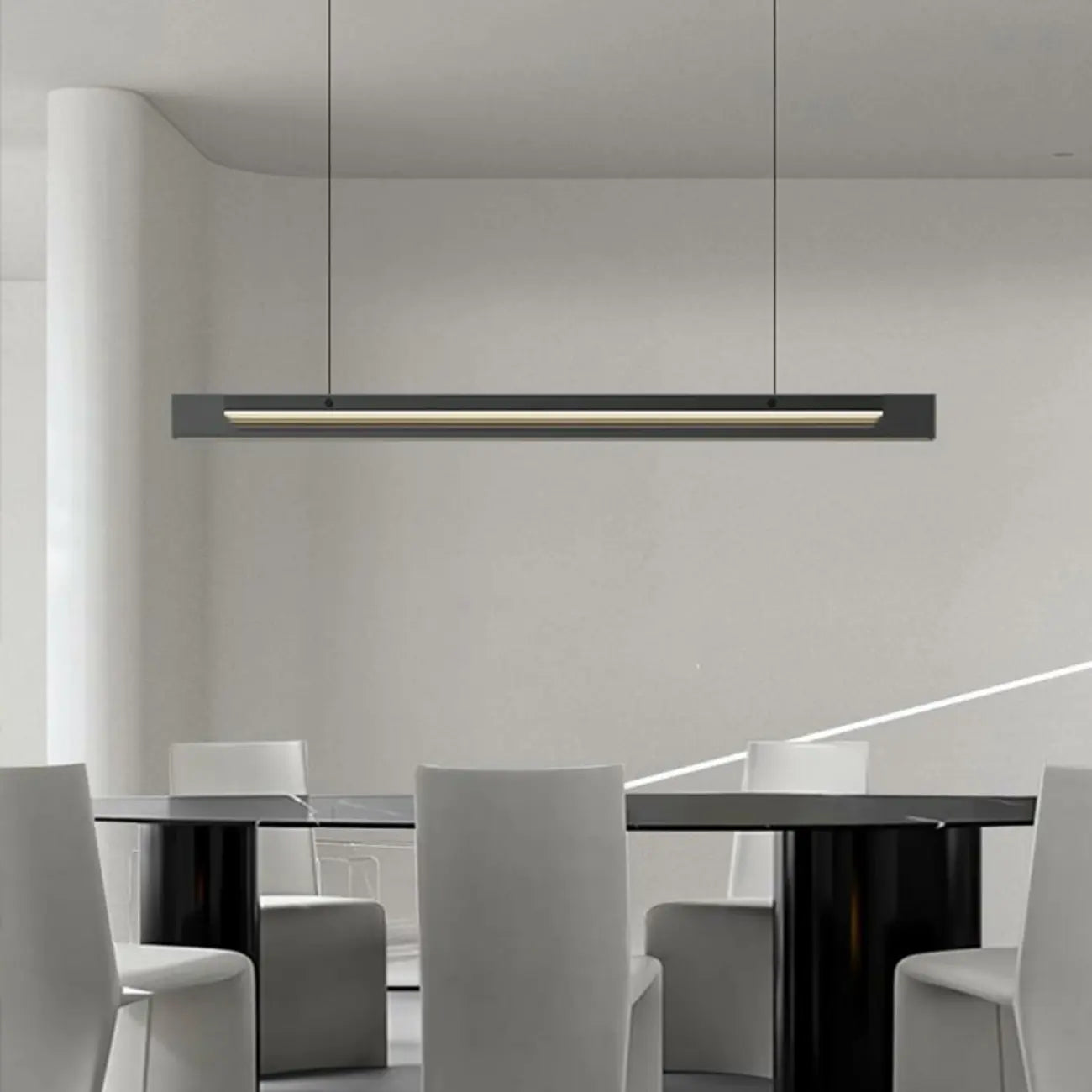 Suspension LED moderne noire à intensité variable pour îlot de cuisine