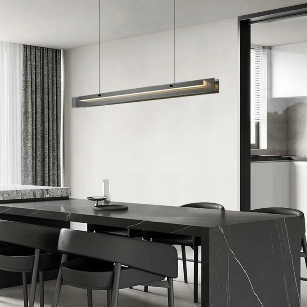 Suspension LED moderne noire à intensité variable pour îlot de cuisine