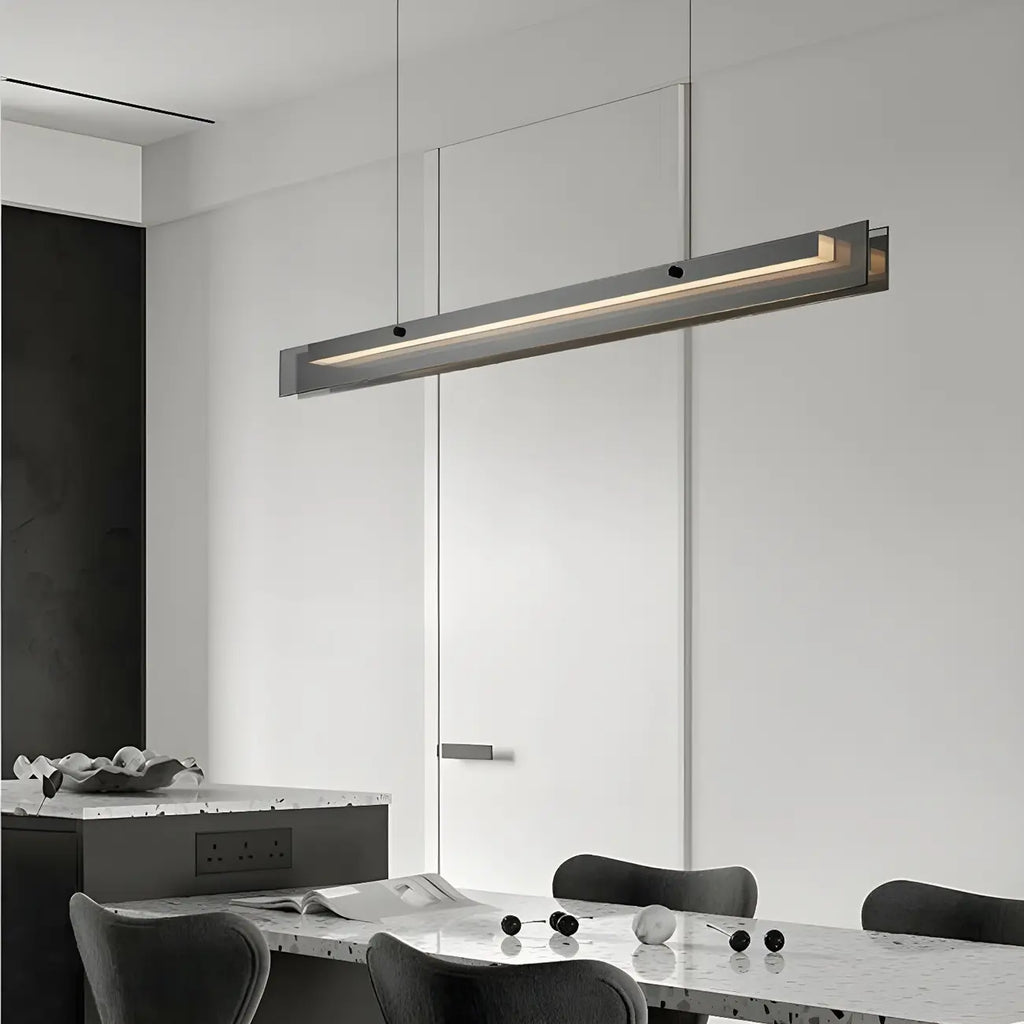 Suspension LED moderne noire à intensité variable pour îlot de cuisine