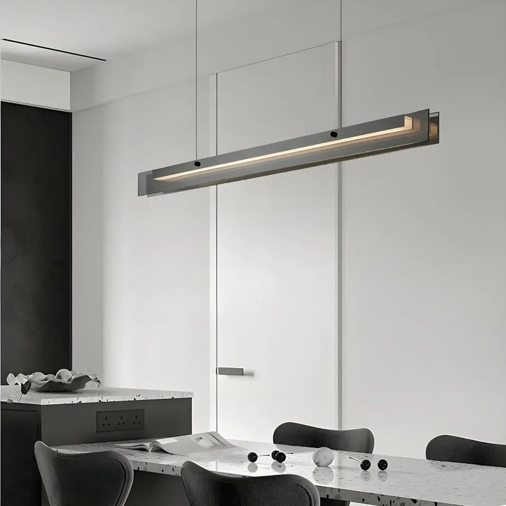 Suspension LED moderne noire à intensité variable pour îlot de cuisine