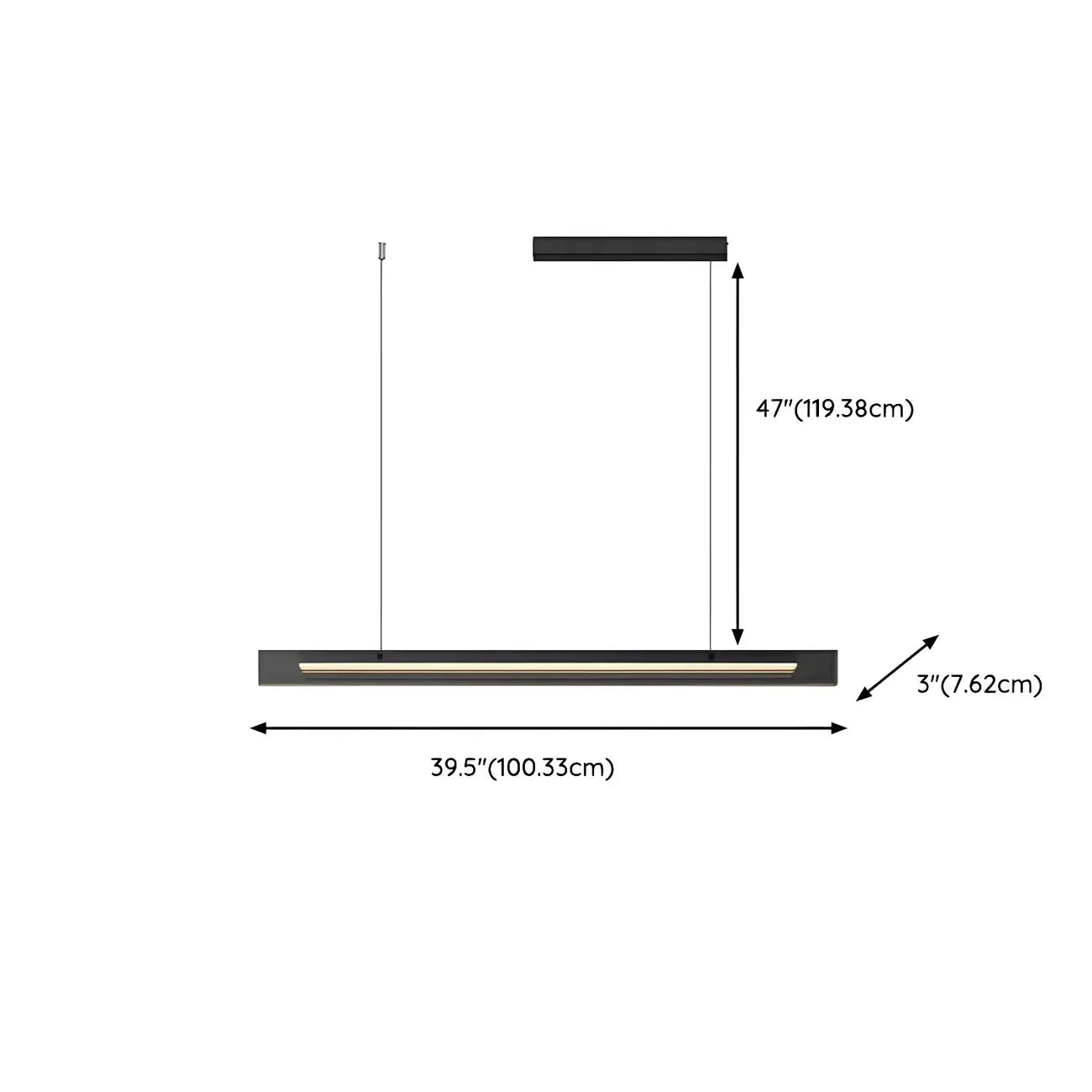 Suspension LED moderne noire à intensité variable pour îlot de cuisine