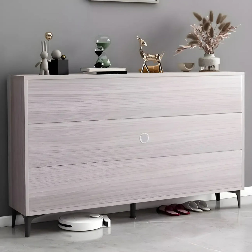 Meuble à chaussures contemporain en bois gris avec étagère inférieure