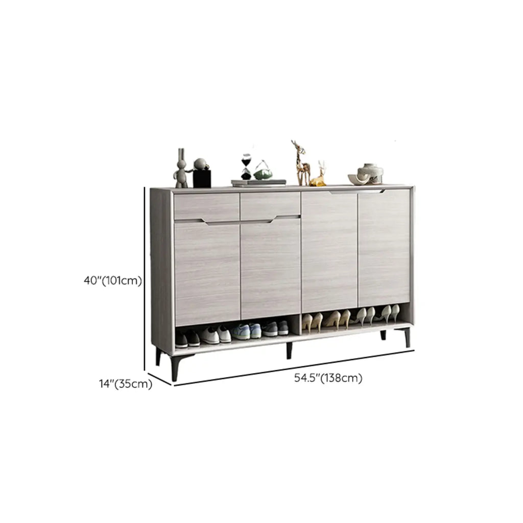 Meuble à chaussures contemporain en bois gris avec étagère inférieure