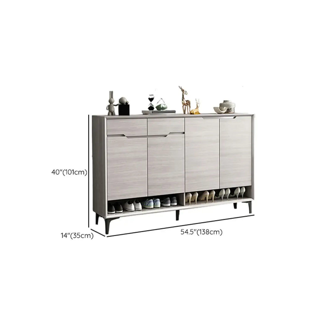 Meuble à chaussures contemporain en bois gris avec étagère inférieure