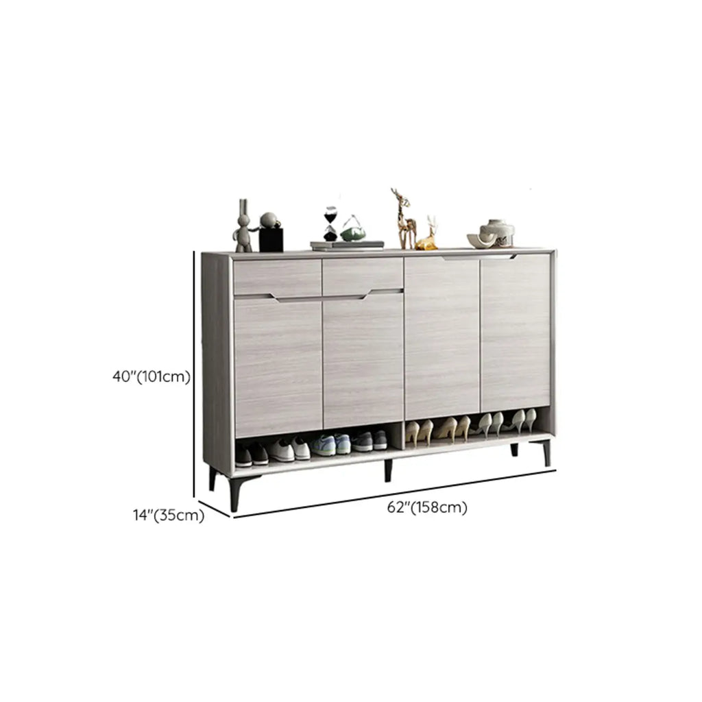 Meuble à chaussures contemporain en bois gris avec étagère inférieure