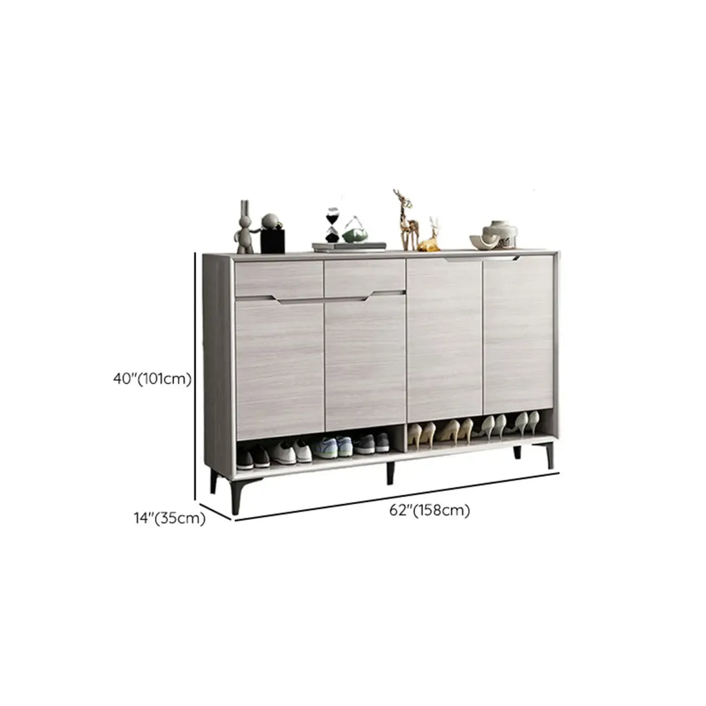 Meuble à chaussures contemporain en bois gris avec étagère inférieure