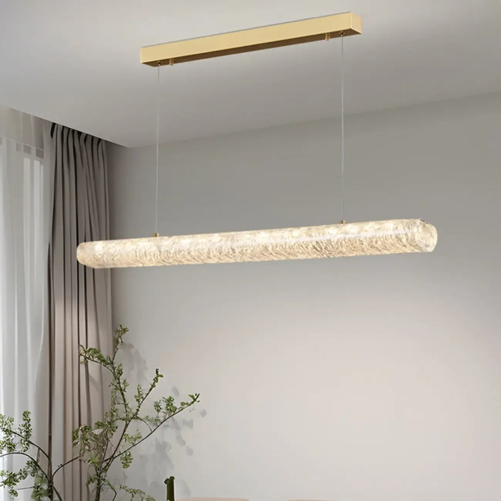 Suspension LED rectangulaire dorée à intensité variable pour îlot de cuisine